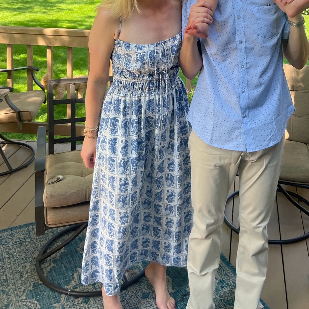 Abercrombie & Fitch Light Blue and White Tiered Sundress